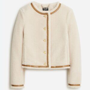 J Crew Collection Lady Jacket Sherpa Blend Faux Leather Trim Academia Barbiecore